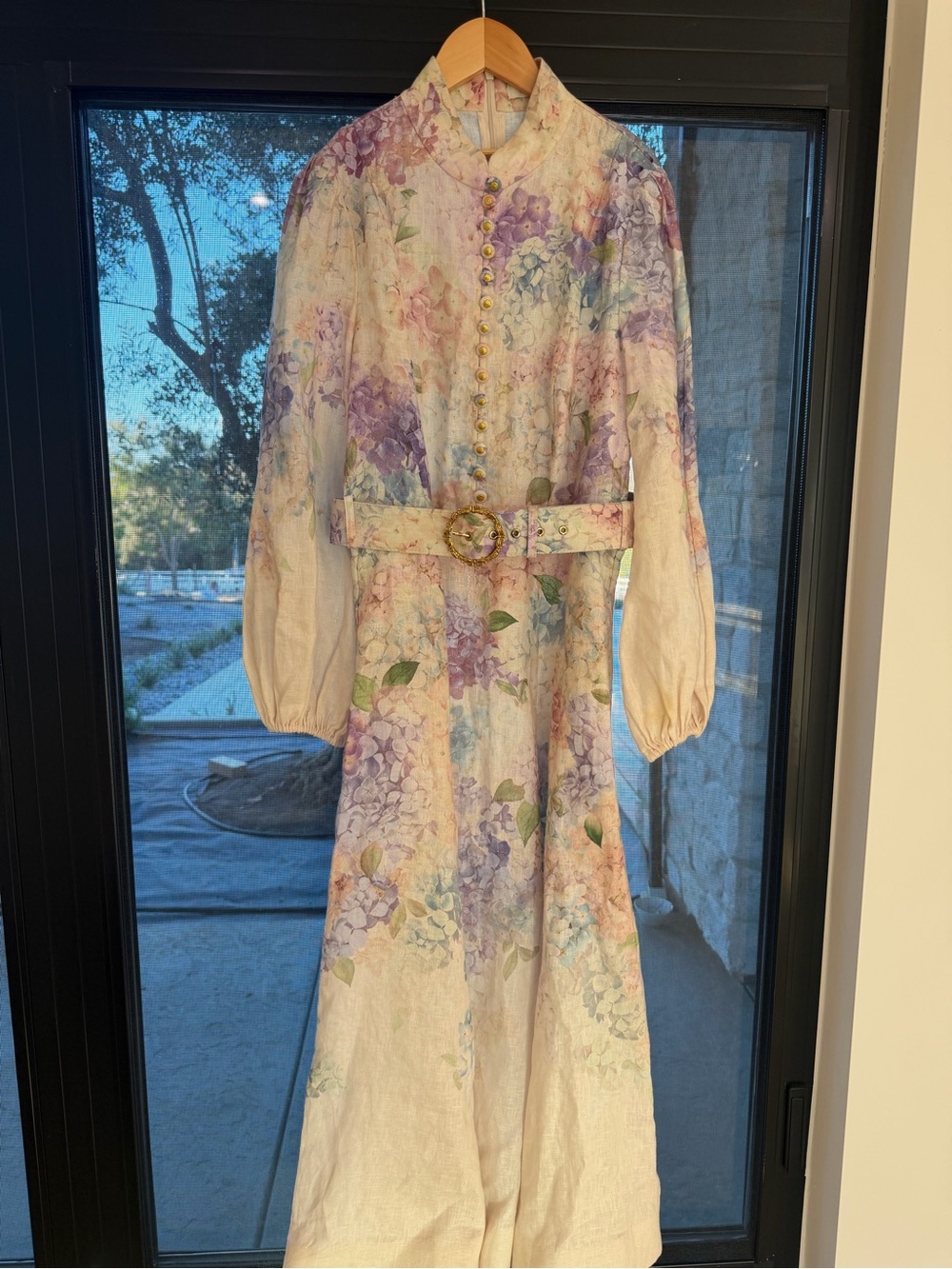Zimmermann Lavender and Pink Floral Long-Sleeve Maxi Dress